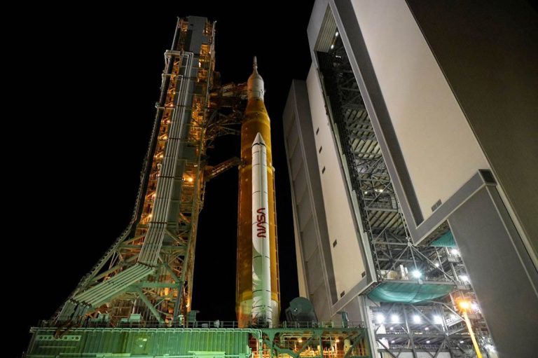 For its debut launch, NASA will roll out a giant US lunar rocket